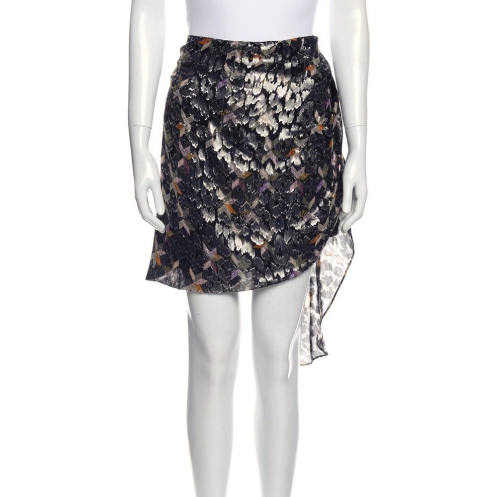 Isabel Marant Black Multi Abstract Asymmetric Skirt